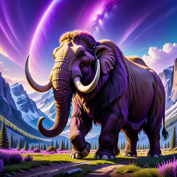 Photo of a mammoth in a purple belt