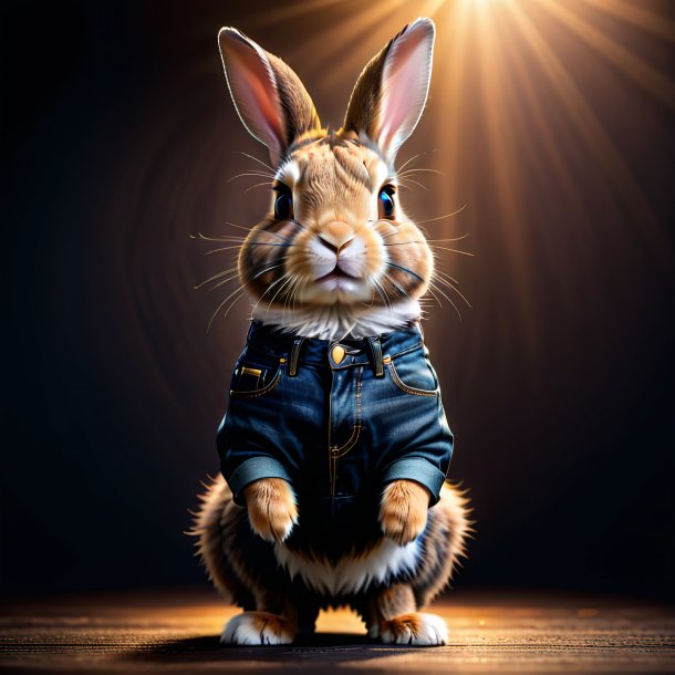 Image d'un lapin dans un jean noir