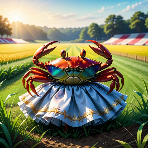 Illustration of a crab in a skirt on the field