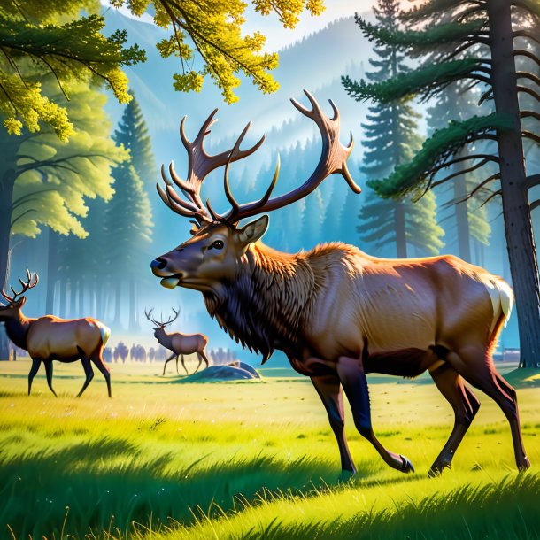 Image of a playing of a elk in the park