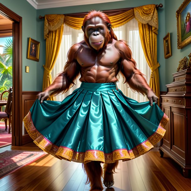 Drawing of a orangutan in a skirt in the house