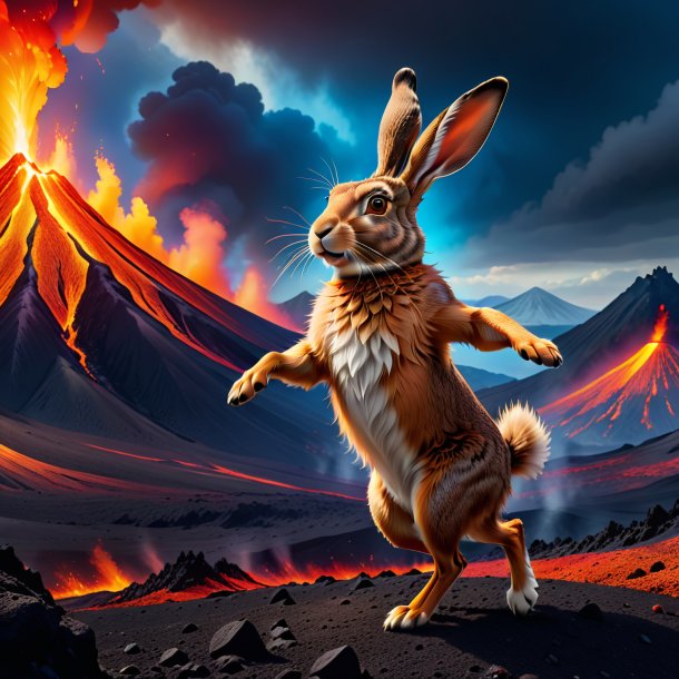 Image of a dancing of a hare in the volcano