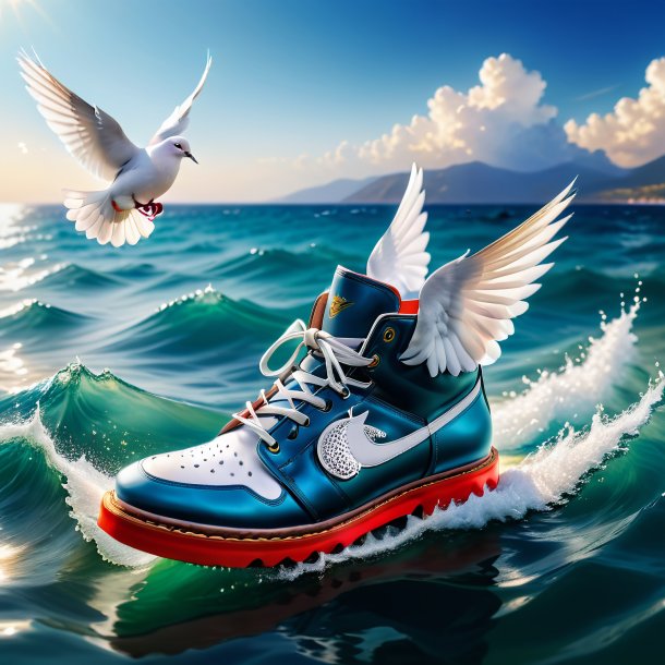 Photo of a dove in a shoes in the sea