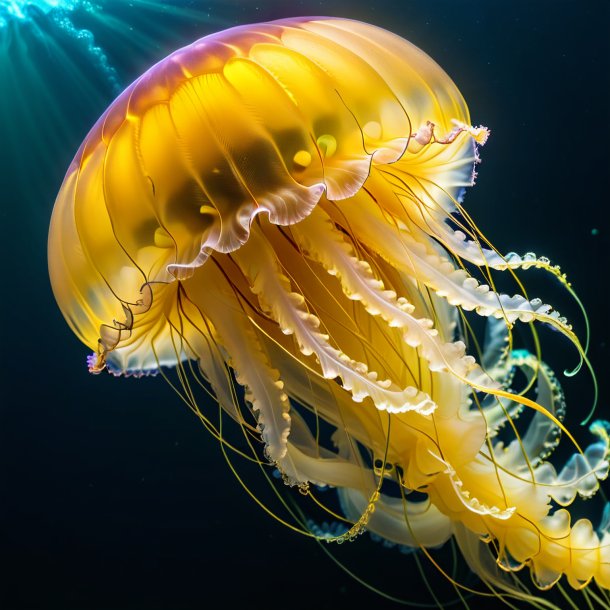 Image of a yellow drinking jellyfish