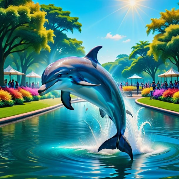 Pic of a dancing of a dolphin in the park