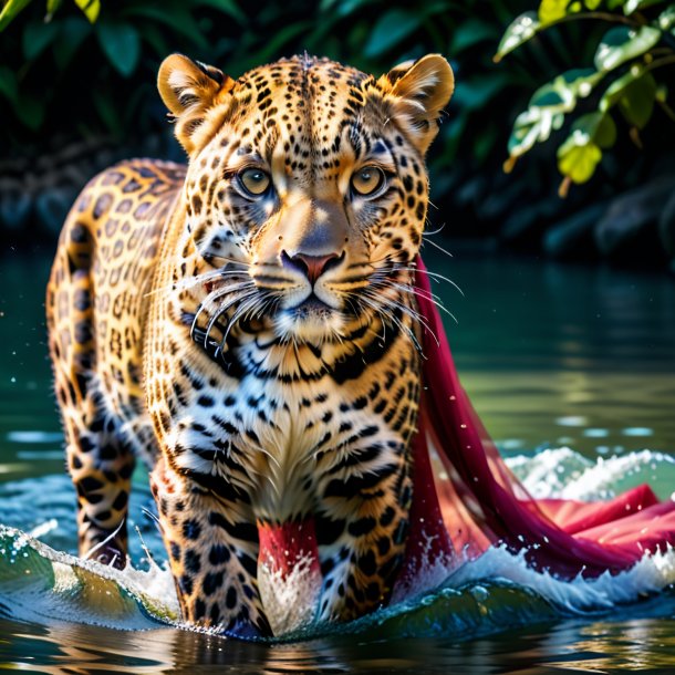 Foto de un leopardo en un vestido en el agua