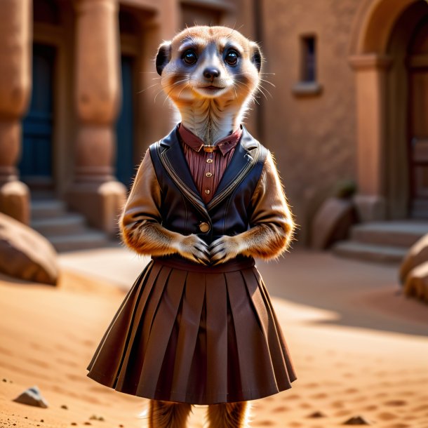 Foto de um meerkat em uma saia marrom