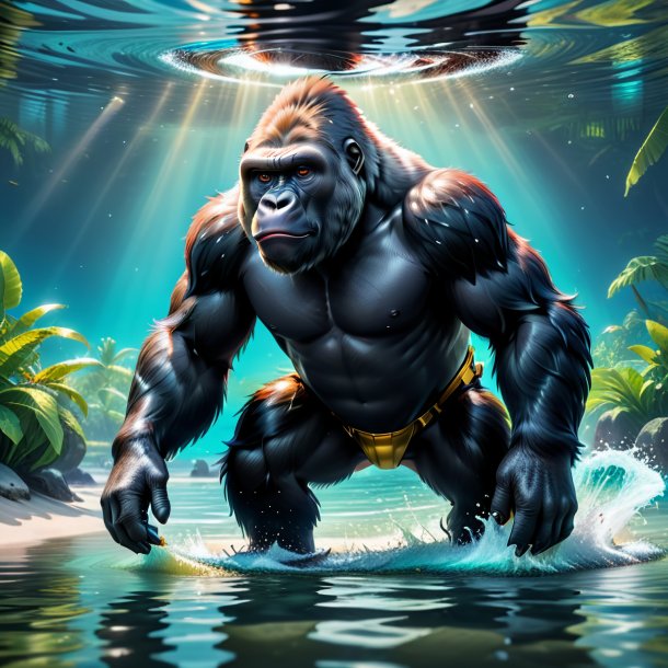 Pic of a gorilla in a shoes in the water