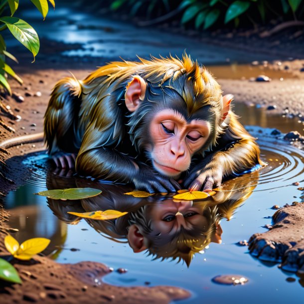 Foto de un sueño de un mono en el charco