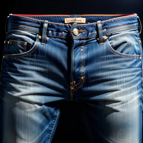 Portrait of a blue jeans from metal