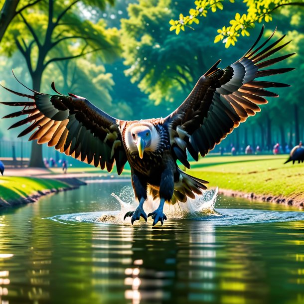 Image d'une baignade d'un vautour dans le parc