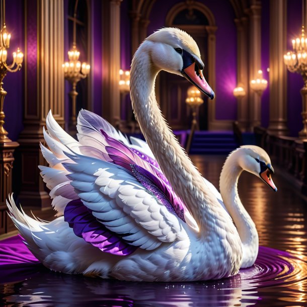 Image of a swan in a purple dress