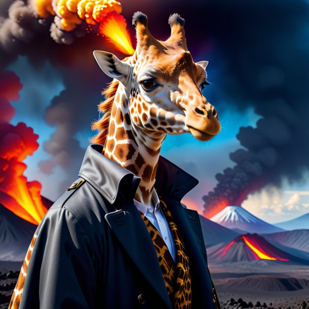 Pic of a giraffe in a coat in the volcano