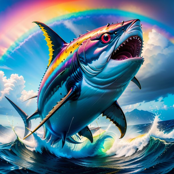 Image of a angry of a tuna on the rainbow