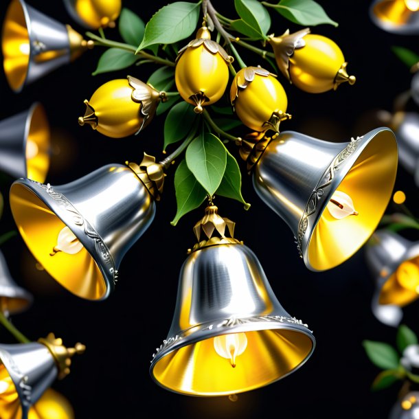 Clipart of a silver yellow waxbells