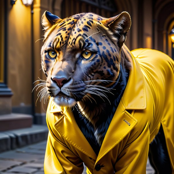 Picture of a panther in a yellow coat