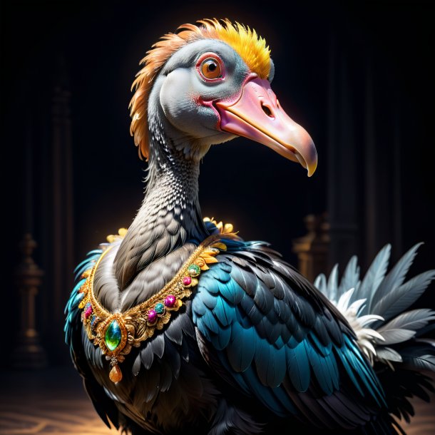 Picture of a dodo in a black dress