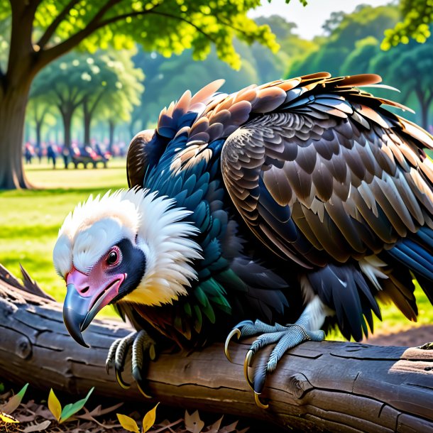 Image of a sleeping of a vulture in the park