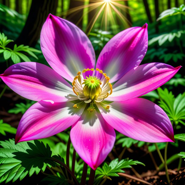 Imagery of a hot pink wood anemone