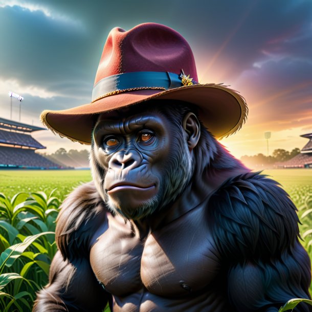 Photo of a gorilla in a hat on the field