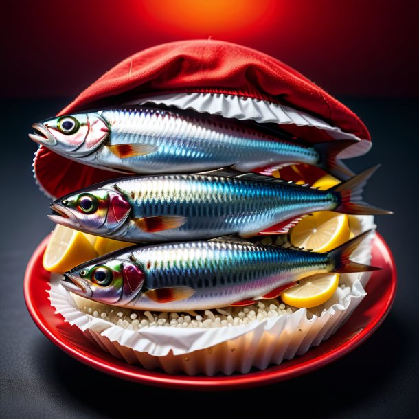 Photo of a sardines in a red cap