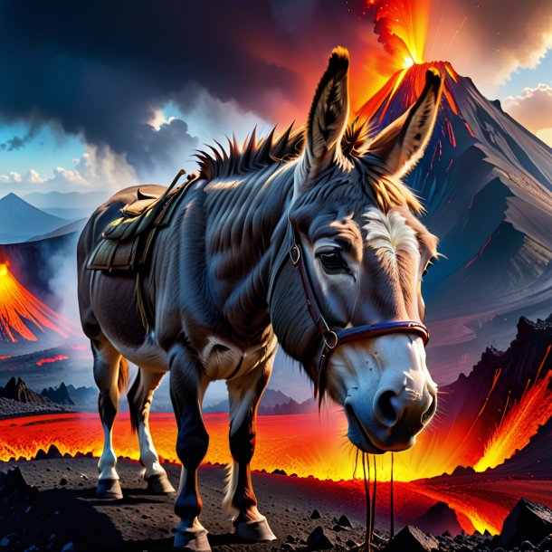 Pic of a crying of a donkey in the volcano