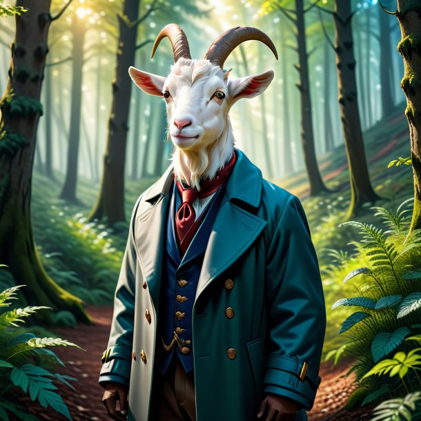 Illustration of a goat in a coat in the forest