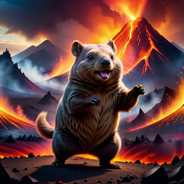 Picture of a dancing of a wombat in the volcano