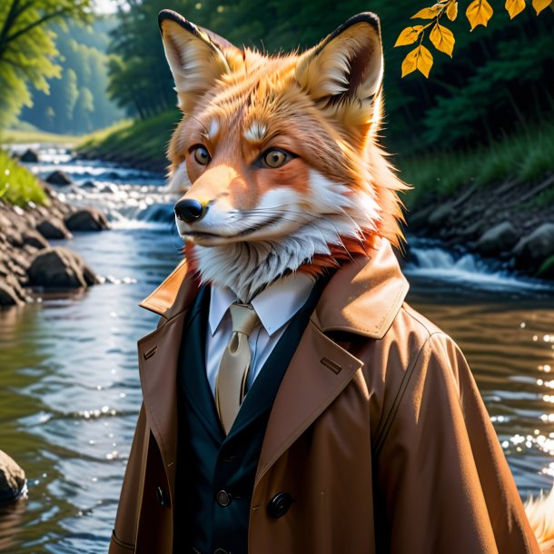 Image d'un renard dans un manteau dans la rivière