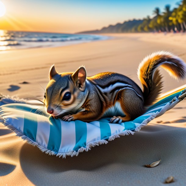 Image of a sleeping of a flying squirrel on the beach