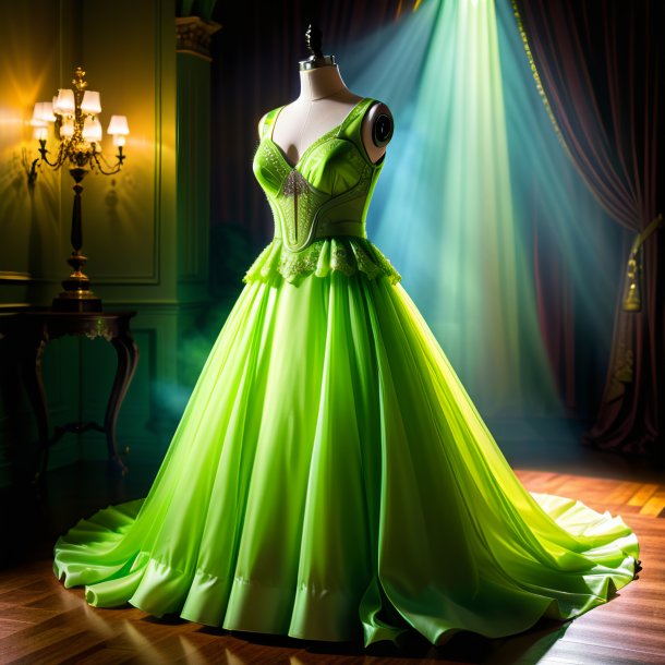 Photography of a lime dress from polyethylene