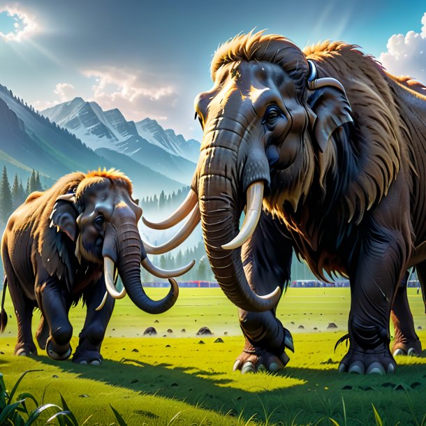 Image of a crying of a mammoth on the field