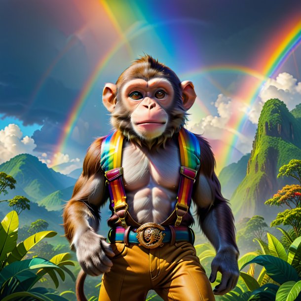 Photo d'un singe dans une ceinture sur l'arc-en-ciel