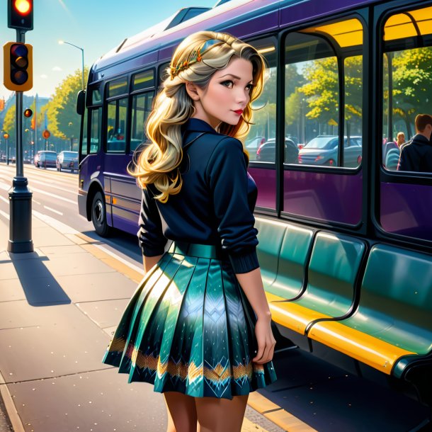 Drawing of a pike in a skirt on the bus stop