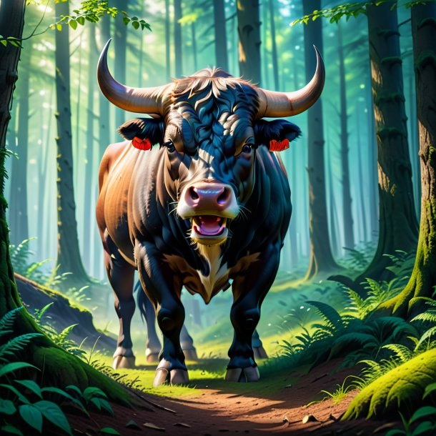 Pic of a crying of a bull in the forest