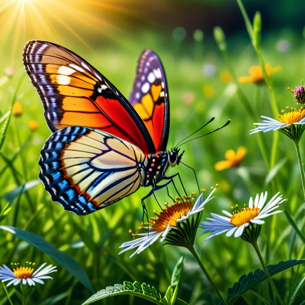 Image d'une boisson d'un papillon dans la prairie