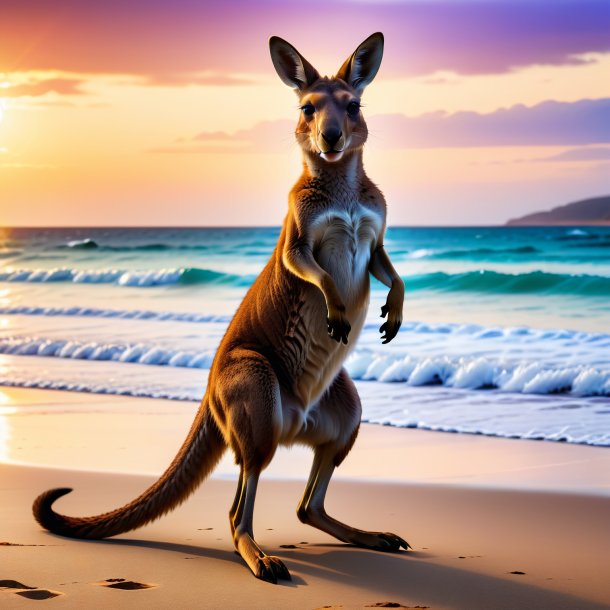 Image of a dancing of a kangaroo on the beach