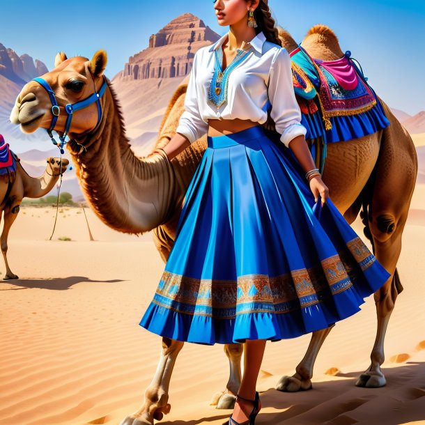 Pic of a camel in a blue skirt