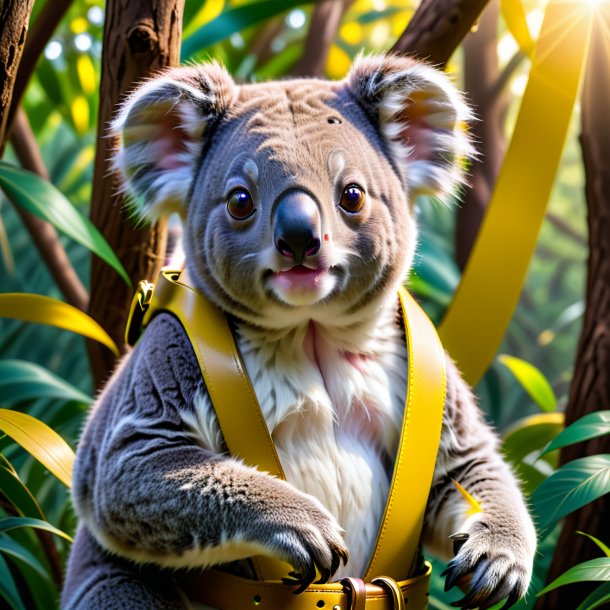 Picture of a koala in a yellow belt