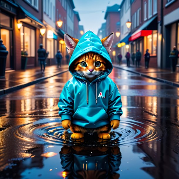 Picture of a mol in a hoodie in the puddle