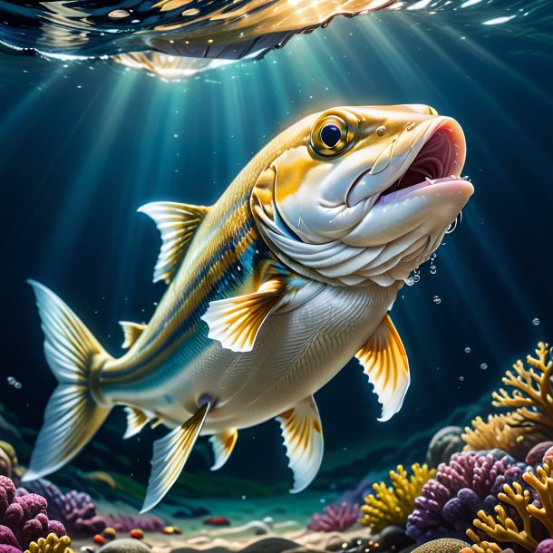 Illustration of a haddock in a sweater in the water