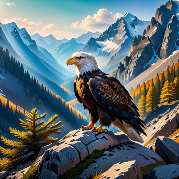 Image of a resting of a eagle in the mountains