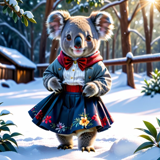 Pic of a koala in a skirt in the snow