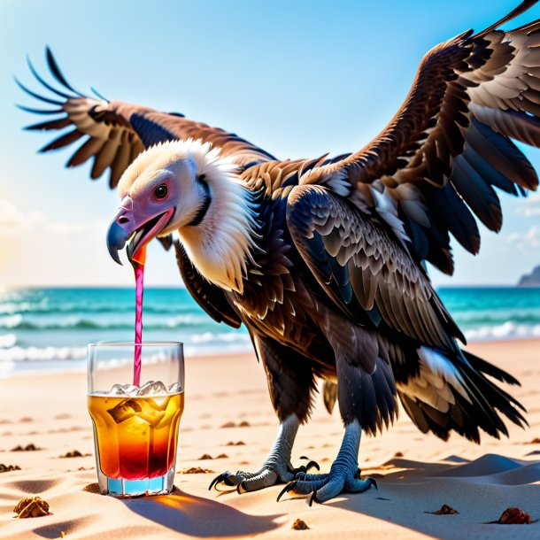 Pic d'une boisson d'un vautour sur la plage