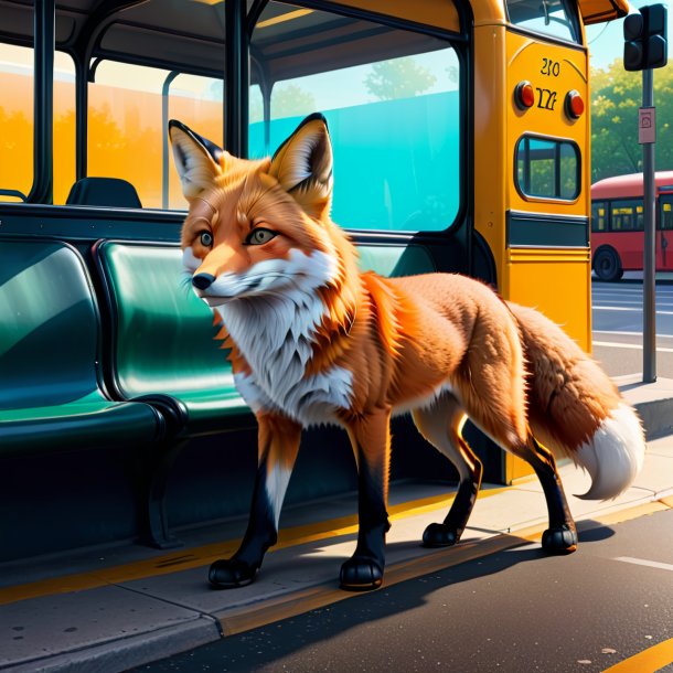 Drawing of a fox in a shoes on the bus stop