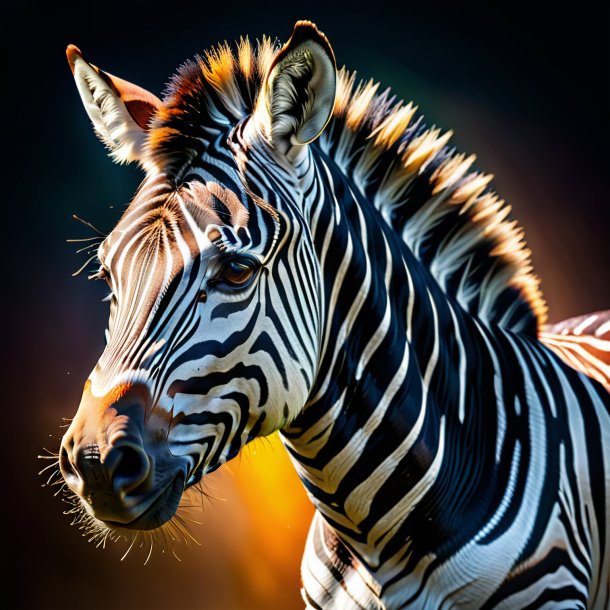 Picture of a zebra in a black cap