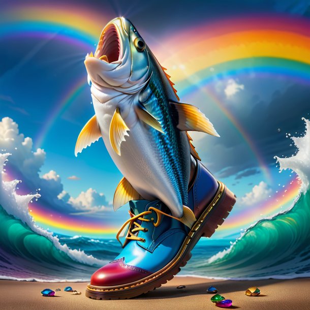 Photo of a haddock in a shoes on the rainbow