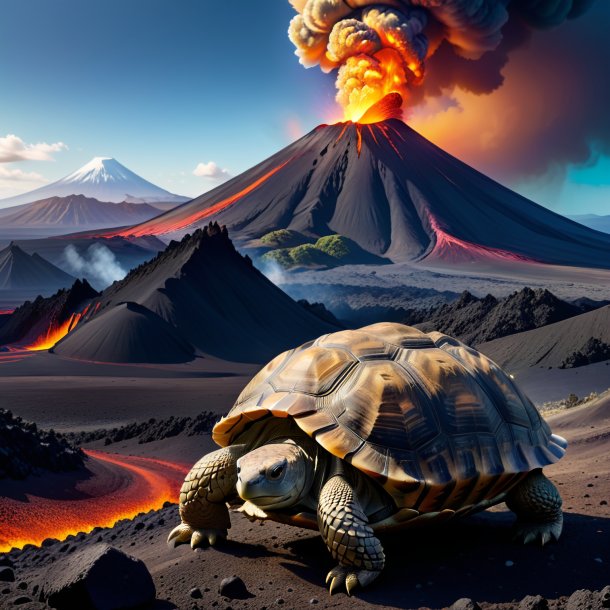 Image of a waiting of a tortoise in the volcano