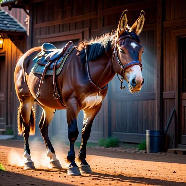 Photo of a mule in a brown jeans