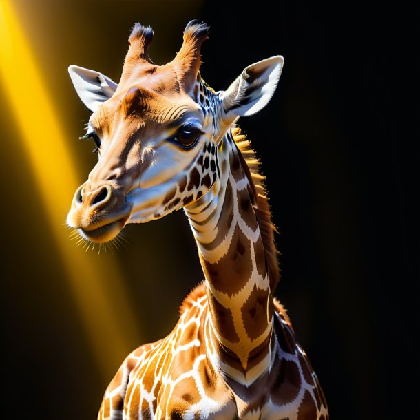 Photo d'une girafe dans une ceinture jaune